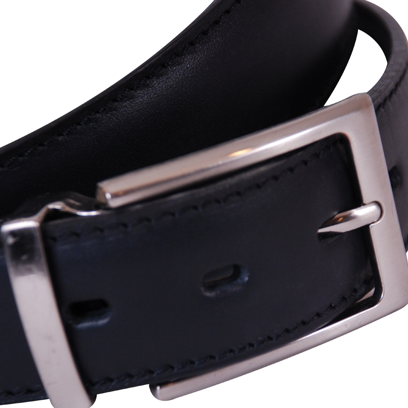 Leather Belt with Brushed Nickel Buckle - Mobaco