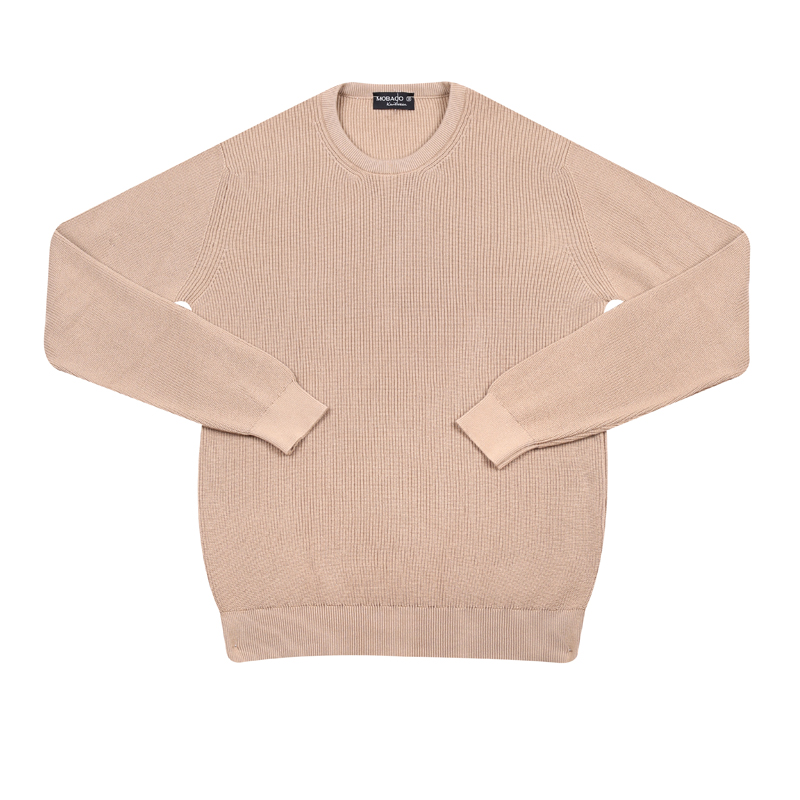 Round Neck Cotton Knit Sweater - Mobaco